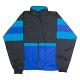 CHEETAH Mens Windbreaker Jacket Blue Nylon 90s Hooded Colourblock M