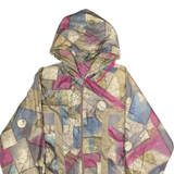 ULTRASPORT Womens Coat Brown 90s Hooded Crazy Pattern L