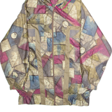 ULTRASPORT Womens Coat Brown 90s Hooded Crazy Pattern L