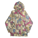 ULTRASPORT Womens Coat Brown 90s Hooded Crazy Pattern L