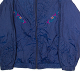 BOLD SPIRIT Womens Shell Jacket Blue Nylon 90s Floral S