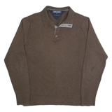 TOMMY HILFIGER Mens Jumper Brown High Neck Tight Knit L
