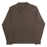 TOMMY HILFIGER Mens Jumper Brown High Neck Tight Knit L