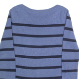 TOMMY HILFIGER Womens Patterned Jumper Blue Striped Tight Knit S