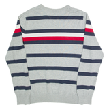 TOMMY HILFIGER Mens Patterned Jumper Grey Striped Tight Knit S