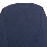 TOMMY HILFIGER Mens Jumper Blue V-Neck Tight Knit S