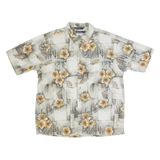 NAUTICA Mens Hawaiian Shirt Grey Crazy Pattern L
