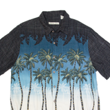 BATIK BAY Mens Hawaiian Shirt Black 90s Floral L