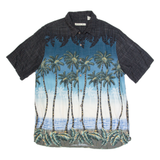 BATIK BAY Mens Hawaiian Shirt Black 90s Floral L