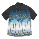 BATIK BAY Mens Hawaiian Shirt Black 90s Floral L