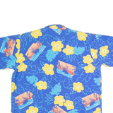 LE TIGRE Mens Hawaiian Shirt Blue 90s Floral L