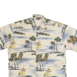 PIERRE CARDIN Mens Hawaiian Shirt Cream 90s Floral L
