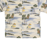 PIERRE CARDIN Mens Hawaiian Shirt Cream 90s Floral L