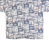 PALM ISLAND Mens Hawaiian Shirt Blue 90s Crazy Pattern XL