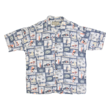 PALM ISLAND Mens Hawaiian Shirt Blue 90s Crazy Pattern XL