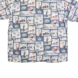 PALM ISLAND Mens Hawaiian Shirt Blue 90s Crazy Pattern XL