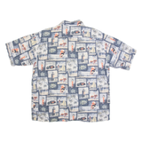 PALM ISLAND Mens Hawaiian Shirt Blue 90s Crazy Pattern XL