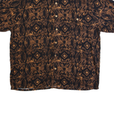 PURITAN Mens Shirt Black 90s Crazy Pattern 2XL