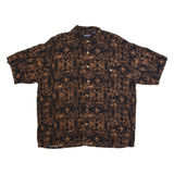 PURITAN Mens Shirt Black 90s Crazy Pattern 2XL