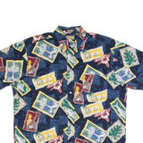 NATURAL ISSUE Mens Hawaiian Shirt Blue 90s Crazy Pattern L