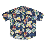 NATURAL ISSUE Mens Hawaiian Shirt Blue 90s Crazy Pattern L