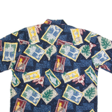 NATURAL ISSUE Mens Hawaiian Shirt Blue 90s Crazy Pattern L