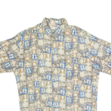 PIERRE CARDIN Mens Shirt Cream 90s Crazy Pattern L