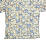 PIERRE CARDIN Mens Shirt Cream 90s Crazy Pattern L