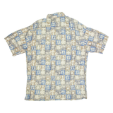 PIERRE CARDIN Mens Shirt Cream 90s Crazy Pattern L