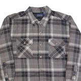 BASIC EDITIONS Mens Lumberjack Shirt Grey 90s Check Long Sleeve M