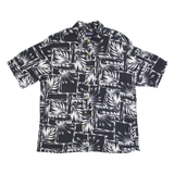 PURITAN Mens Hawaiian Shirt Black 90s Crazy Pattern L