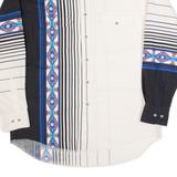 WRANGLER Western Mens Shirt White Striped Long Sleeve L