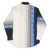 WRANGLER Western Mens Shirt White Striped Long Sleeve L