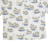 Mens Hawaiian Shirt White Crazy Pattern 2XL