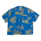 ISLANDER Mens Hawaiian Shirt Blue 90s Floral 2XL