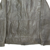 TED STONE Mens Chore Jacket Grey Leather 90s L