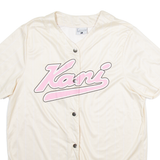 KARL KANI Mens Jersey Beige Button Neck L