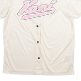 KARL KANI Mens Jersey Beige Button Neck L