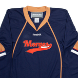 REEBOK Hockey Morges Mens Jersey Blue Long Sleeve USA V-Neck S