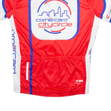 W'AMS Full Zip Cycling Mens Jersey Red Button Neck L