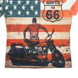 MEGA LINIA Route 66 Bike Mens T-Shirt Red USA XL