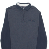 TED BAKER Mens Polo Shirt Blue Diamond Long Sleeve M