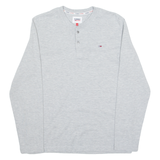 TOMMY HILFIGER Mens Polo Shirt Grey Long Sleeve M