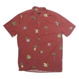 GLOBE Mens Shirt Maroon Crazy Pattern Short Sleeve S