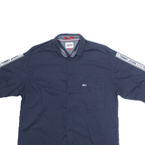 TOMMY HILFIGER Skate Fit Mens Plain Shirt Blue Short Sleeve S
