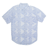Mens Shirt Blue Viscose Crazy Pattern Short Sleeve S
