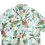 H&M Mens Shirt White Floral Short Sleeve XL