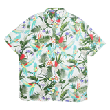 H&M Mens Shirt White Floral Short Sleeve XL