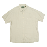TIMBERLAND Mens Plain Shirt Beige Linen Short Sleeve M