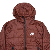 NIKE Womens Puffer Coat Brown Hooded M
